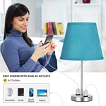 Drum Shape Touch Control Table Lamp Deep Blue Color