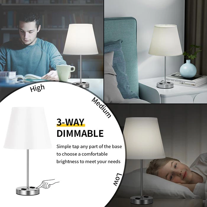 Drum Shape Touch Control Table Lamp White Color