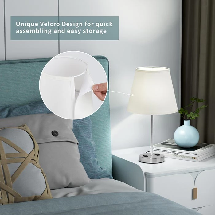 Drum Shape Touch Control Table Lamp White Color